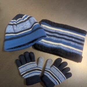 Plush Fleece Lined Hat, Gloves, and Neck Warmer Set Sz 3-6